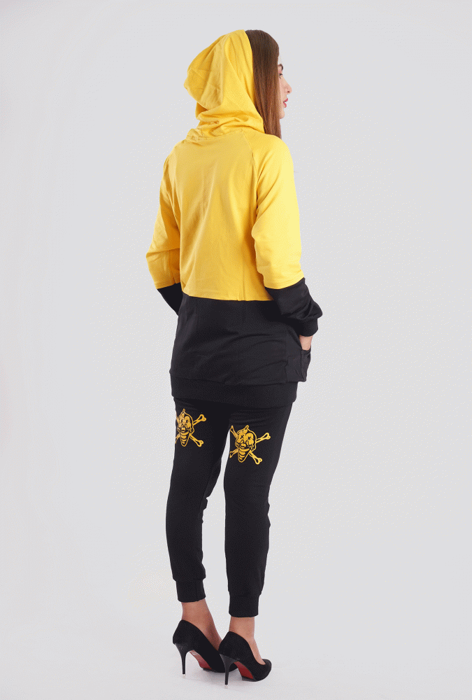 YGN Traffic Yellow and Black Hoodie girl